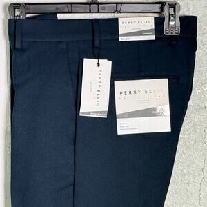 Perry Ellis Portfolio Men's Modern-Fit Twill Pants - Total Eclipe 29x30 $95
